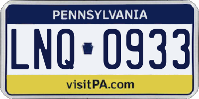 PA license plate LNQ0933