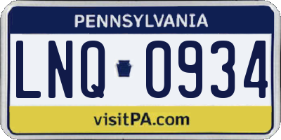PA license plate LNQ0934