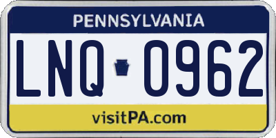 PA license plate LNQ0962