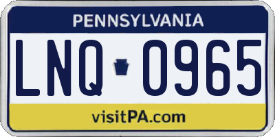 PA license plate LNQ0965