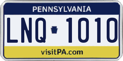 PA license plate LNQ1010