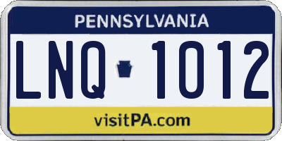 PA license plate LNQ1012