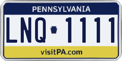 PA license plate LNQ1111