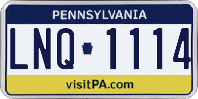 PA license plate LNQ1114