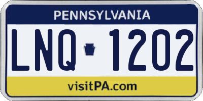 PA license plate LNQ1202