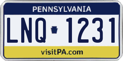 PA license plate LNQ1231