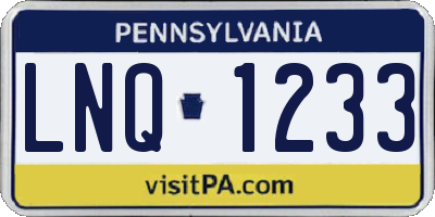 PA license plate LNQ1233
