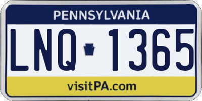 PA license plate LNQ1365