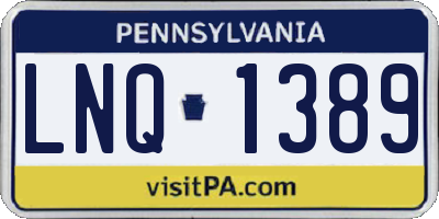 PA license plate LNQ1389