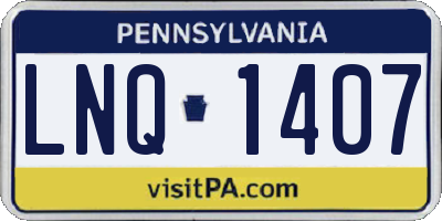PA license plate LNQ1407