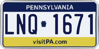 PA license plate LNQ1671