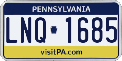 PA license plate LNQ1685