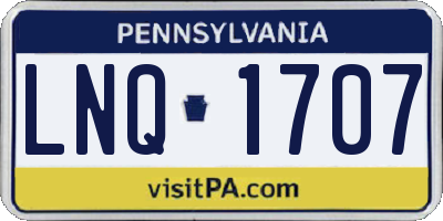 PA license plate LNQ1707