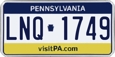 PA license plate LNQ1749