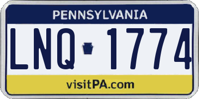 PA license plate LNQ1774