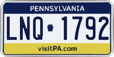 PA license plate LNQ1792