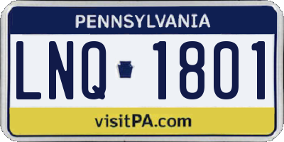PA license plate LNQ1801
