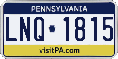 PA license plate LNQ1815