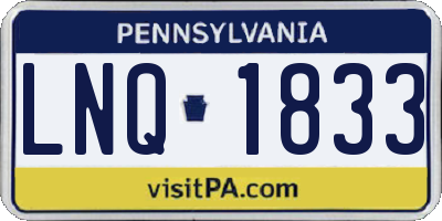 PA license plate LNQ1833