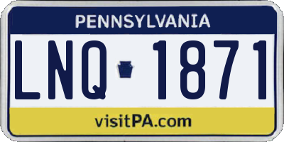 PA license plate LNQ1871