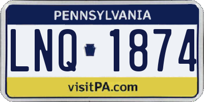 PA license plate LNQ1874