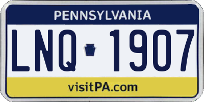 PA license plate LNQ1907