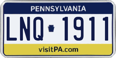 PA license plate LNQ1911