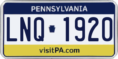 PA license plate LNQ1920