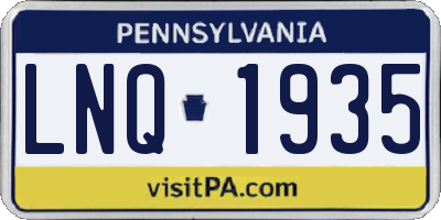 PA license plate LNQ1935