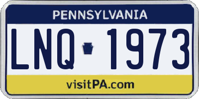 PA license plate LNQ1973