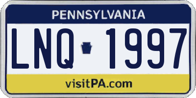 PA license plate LNQ1997