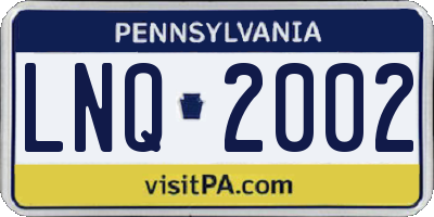 PA license plate LNQ2002