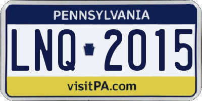 PA license plate LNQ2015