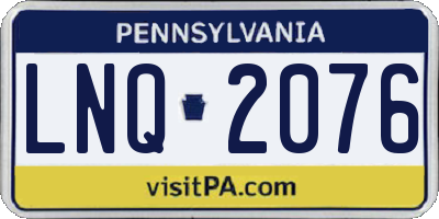 PA license plate LNQ2076