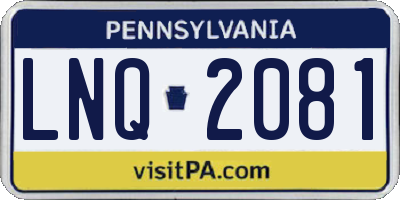 PA license plate LNQ2081