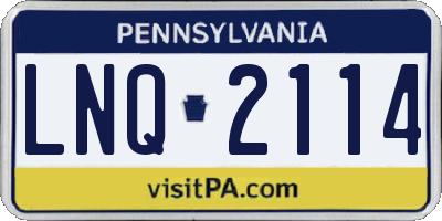PA license plate LNQ2114
