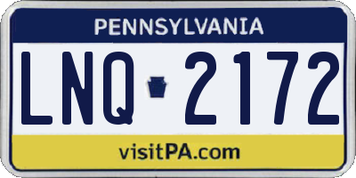 PA license plate LNQ2172