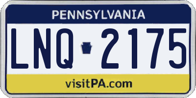 PA license plate LNQ2175