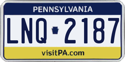 PA license plate LNQ2187