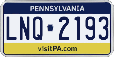 PA license plate LNQ2193