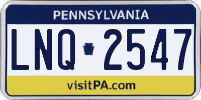 PA license plate LNQ2547