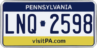 PA license plate LNQ2598