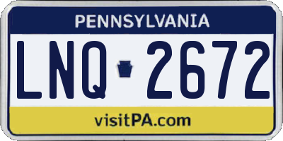PA license plate LNQ2672