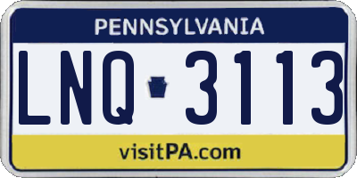 PA license plate LNQ3113