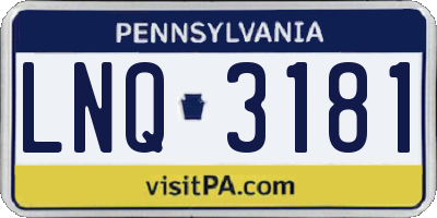 PA license plate LNQ3181