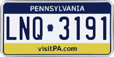 PA license plate LNQ3191