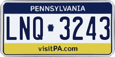 PA license plate LNQ3243