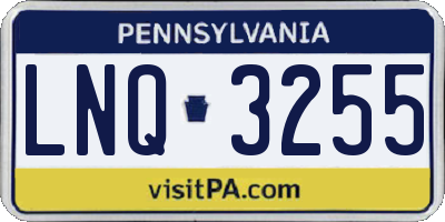 PA license plate LNQ3255