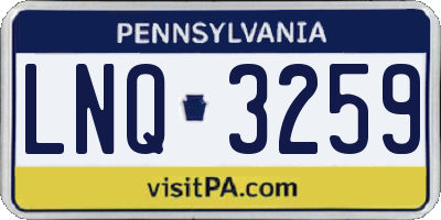 PA license plate LNQ3259