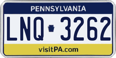 PA license plate LNQ3262